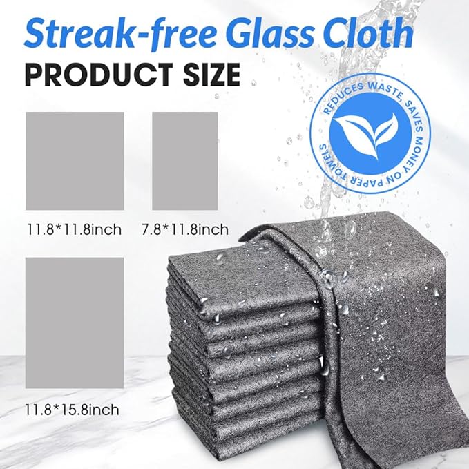 Multifunctional Magic Cloth, Reusable Thickened Magical Cleaning Cloth, Streak Free Magical Microfiber Cleaning Cloth, Suitable for Glass,Window, Kitchen, Cars (5PC)
