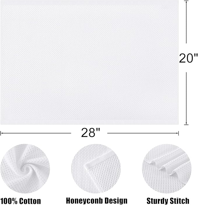 Kitinjoy 100% Cotton Waffle Weave Kitchen Towels (20 X 28 Inches, White), 4-Pack Super Soft and Absorbent Dish Towel for Drying Dishes