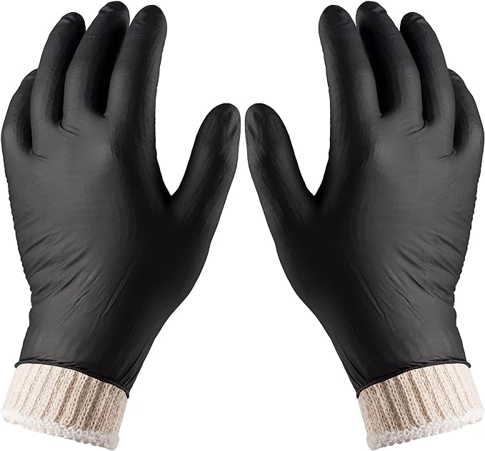 BBQ Gloves 4 Cotton Glove Liners and 100 Disposable Gloves Washable Cotton Liners Powder Latex Free Nitrile Gloves