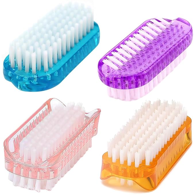 Nail Brush Two Sided Hand Fingernail Scrub Brushes Soft Stiff Bristles Scrubber Nails Toes Cleaning Brush for Men Women Kids 4 PCS