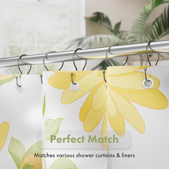 AmazerBath Bronze Shower Curtain Hooks Shower Curtain Rings, Simple Double Hook Shower Curtain Hooks Rust Proof, Metal Smooth Glide Shower Hooks for Shower Curtain Rod, 12 Pcs Shower Rod Hooks