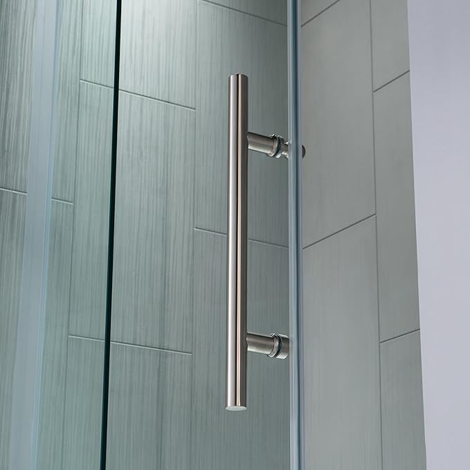 Woodbridge Frameless Bathtub Shower Doors 56-60" Width x 62" Height with 3/8"(10mm) Clear Tempered Glass in Brushed Nickel Finish