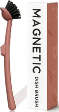 Earth & Mango Magnetic Dish Brush with Scraper – Snaps to Sink – Terracotta Clay