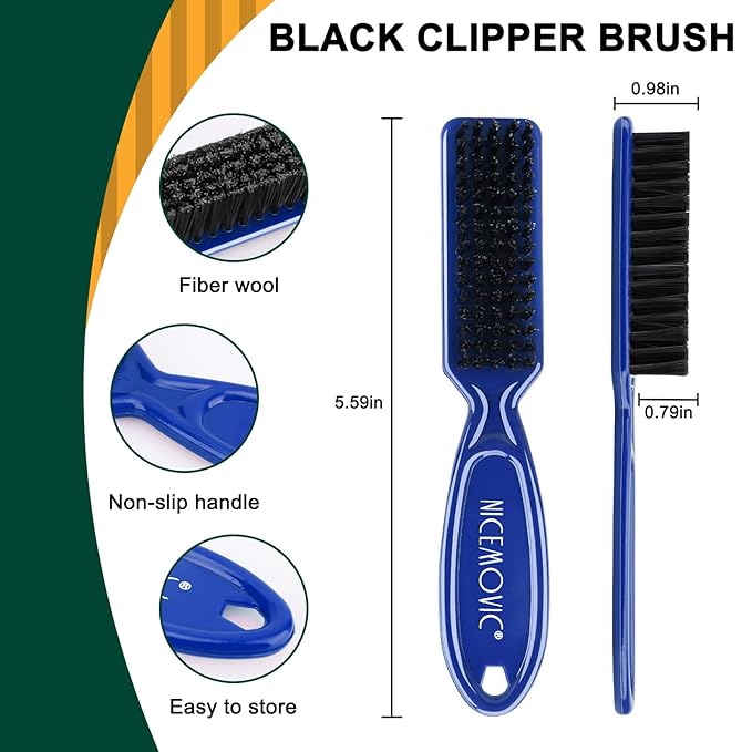 NICEMOVIC 10 Pcs Barber Clipper Cleaning Brush Set, Mini Duster, Nylon Manicure Brush, Hair Styling Tool (Blue)