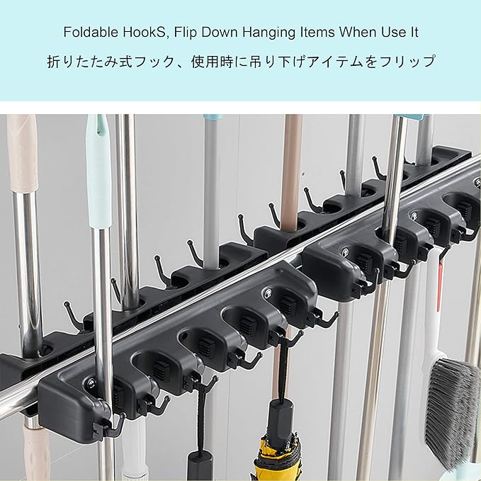 Movable Commercial Stainless Steel Mop Rack,Mop and Broom holder,Floor Standing Mop Broom Holder Cleaning Tool Rack, Umbrella Stand,Schools,Factories,Hospitals,Garage,Home Organization Must Haves ( Si
