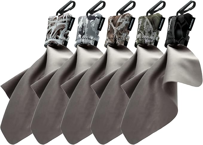 SPUDZ Ultra Variety Pack | Five 6" x 6" Microfiber Towels w/Neoprene Pouches | Premium Microfiber Cleaning Cloths for Laptops, Lenses, Cameras, Screens, and More | 5 Color Variety Pack (Vanish)