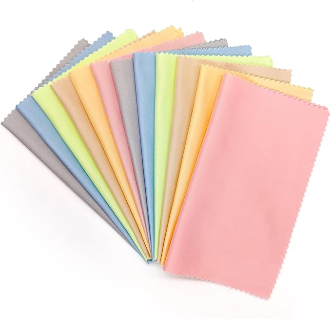 AIMI Assorted Colors Microfiber Cleaning Cloths - 6" x 7" Microfiber Glasses Cloth - Great for Cleaning Eyeglasses, Cell Phones, Screens, Lenses, Glasses and All Delicate Surface (12 Pack Multi-Color)