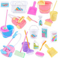 22 Pcs Miniature Dollhouse Cleaning Supplies Mini Bucket Mop Dust Pan Brush Broom Mini Housework Cute Cleaning Supplies Tools Miniature Furniture Dollhouse Decoration Accessories