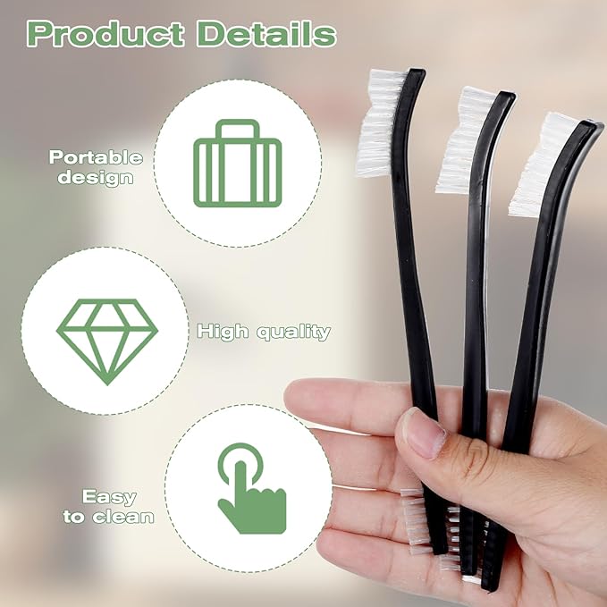 4 Pcs Small Cleaning Brushes, Nylon Bristles Small Detailing Crevice Brush, Mini Stiff Bristles Brushes for Detailed Cleaning of Jewelry, Cars, Kitchen, Spaces