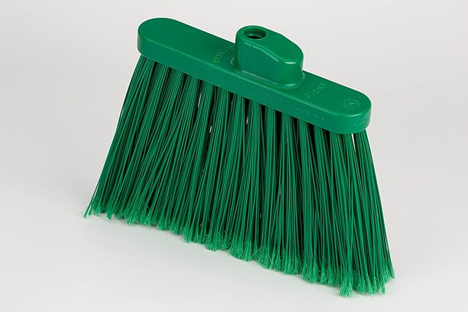 SPARTA 41082EC09 Plastic Color Coded Broom, Flagged Bristles, Long Broom With Angled Head For Large Debris, 56 Inches, Green