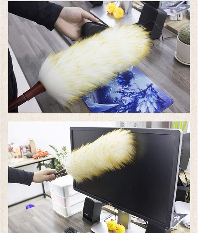 dusters for cleaning, Set Feather Duster Household Lambswool Duster, Multifunction Wool Duster with Comfortable Handle, Lambswool Duster for Cleaning Keyboard and Furniture Handle Dusters ( Color : B
