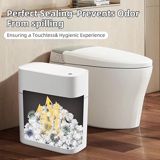 3.5 Gallon Slim Automatic Trash Can for Bathroom,Touchless Diaper Trash Can with Trash Bag Auto-adsorption Technology,Motion Sensor Diaper Garbage Bins for Bedroom Office Kitchen Toilet