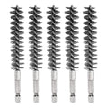 HARFINGTON 5Pcs Bore Brush Stainless Steel 17mm Dia Cleaning Twisted Wire Brush Tube Pipe Cleaner with Handle 1/4 Inch Hex Shank for Tubes, Ports, Bearings