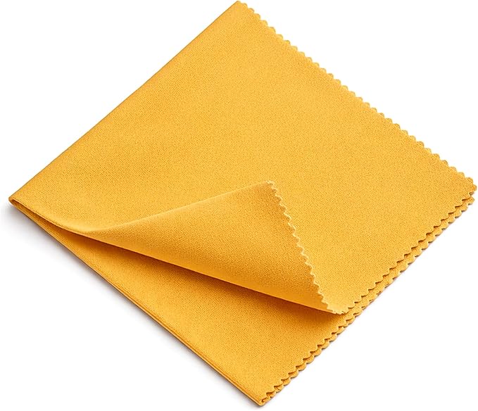 Microfiber Polyamide and Polyester Cleaning Cloth for Everywhere, Glasses, Screens & Delicate Surfaces – Soft, Camera Lens, Car Interior, Piano Black, Lint-Free, Reusable Zigzag Edge (Mustard Yellow)
