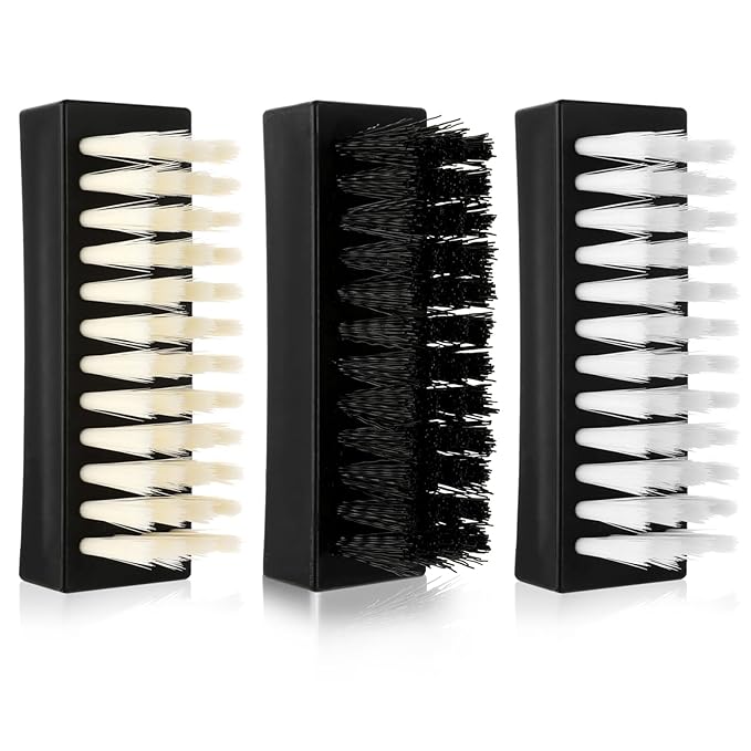 Hand Nail Brush for Cleaning Fingernails, Durable Nylon Firm Stiff Scrub Bristles Nail Scrubber Brushes for Men Mechanics Gardeners Scrubbing under Fingers Foot Toes(3 Pack, Black+Yellow+White)