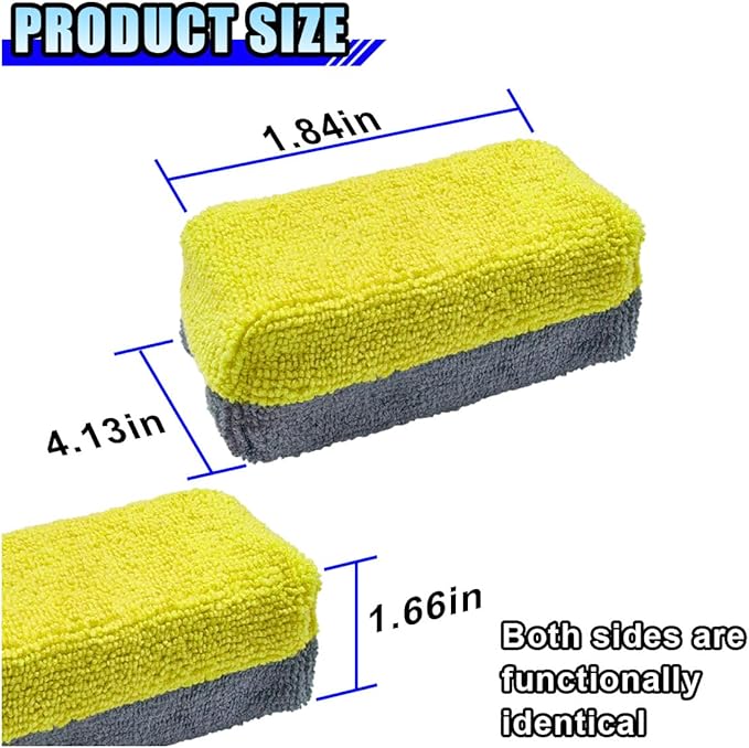 12PCS Ceramic Coating Applicator Sponge, 4.13'' x 1.84'' Microfiber Car Detailing Applicator Pads, Rectangular Car Foam Cleaning Pad, Auto Polishing Pad for Wax, Paint, Sealant (Yellow)