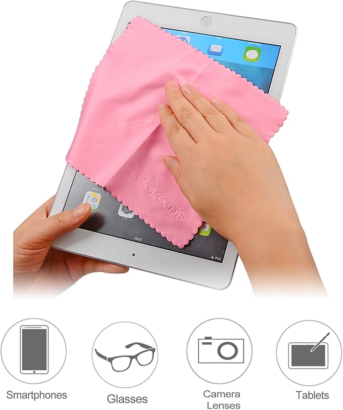 10-Pack Microfiber Cleaning Cloths for Smart phones, Laptops, Tablets, Lenses, LCD Monitor, TV, Camera, Glasses, Optics Etc