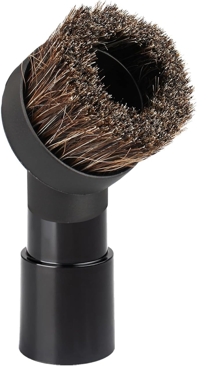 Round Soft Horse Hair Vacuum Brush Attachment For Shark Vacuum Brush Attachment With 1-1/4" to 1-3/8" Hose Adapter, Vacuum Attachments & Brushes For Shark Vacuum Attachments, Deep Car Upholstery & Nar