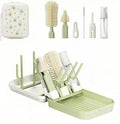 8-in-1 Baby Bottle Brush Set, Silicone Baby Bottle Cleaning Kit with Drying Rack, Portable Travel Brush & Accessories for Home and Travel (Green)
