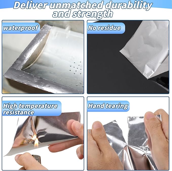 3 Pack Aluminum Foil Tape Bulk - 4 Inch x 55 Yards - 3.3mil Heavy Duty Metal Duct Tape, Aluminum HVAC Tape for Sealing & Patching, Air Ducts, Insulation Metal Repair, Professional Grade