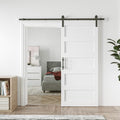 42in x 84in Sliding Barn Door with 7ft Barn Door Hardware Kit & Handle, Pre-Drilled Holes Easy Assembly -Solid Barn Door Slab Covered with Water-Proof PVC Surface, White, 5 Panel