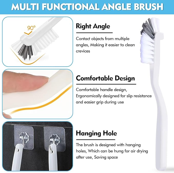 Dish Scrub Brush 8PCS Small Scrub Brush Nylon Gap Cleaning Brush for Household Use on Bathroom, Kitchen, Tile Floors, Sink, Grooves, Window Tracks (8 Brushes + 8 Hooks)