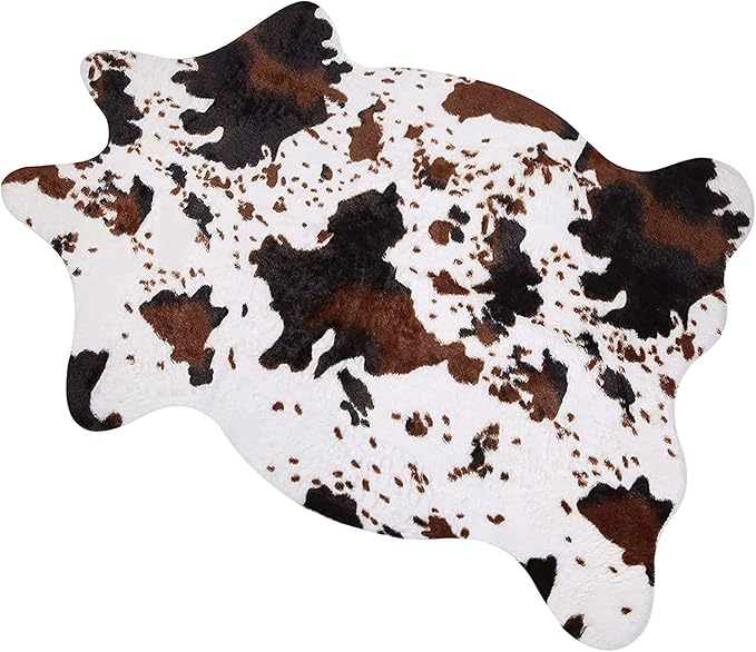 MACEVIA Cowhide Rug Cute Cow Print Rugs Western Decor for Living Room Bedroom Faux Animal Area Carpet Non-Slip 43.3" L x 29.5" W(3.6ft x 2.4ft)