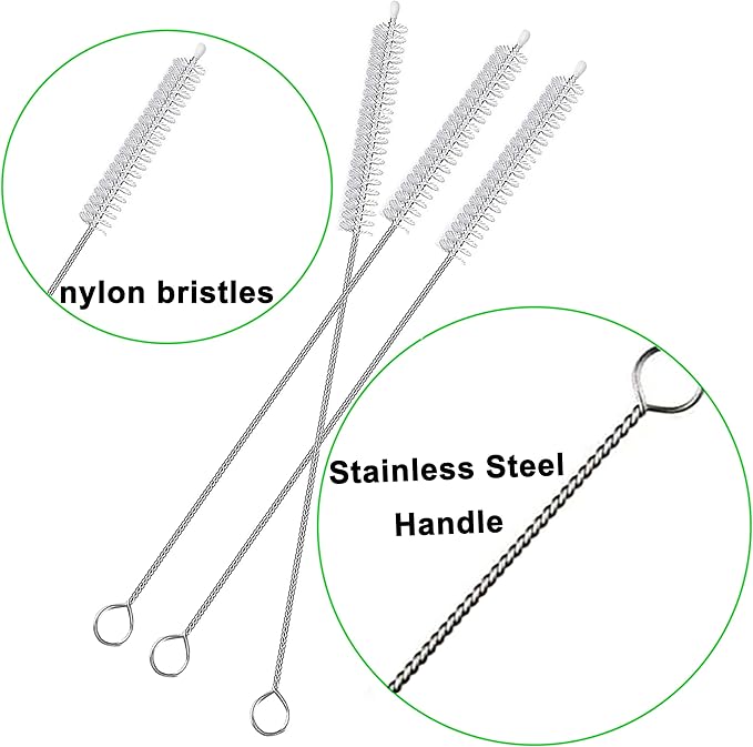 Straw Cleaner Brush Long 10 inch, 10-PCS Straw Brush of Bristles Diameter (5+8+12+16+20mm) for Cleaning Reusable Straws, Sippy Cup, Water Bottles, Tumblers, Tubes Clear Color