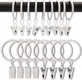 100 Pack Curtain Rings with Clips, Drapery Clips with Rings, Drapes Rings 1.26 in Interior Diameter, Fits up to 1 Inch Curtain Rod, White