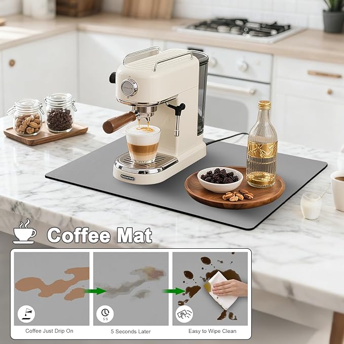 Dish Drying Mats for Kitchen Counter, Waterproof Coffee Mat for Countertop, Under Sink Mats, Coffee Bar Mat Accessories