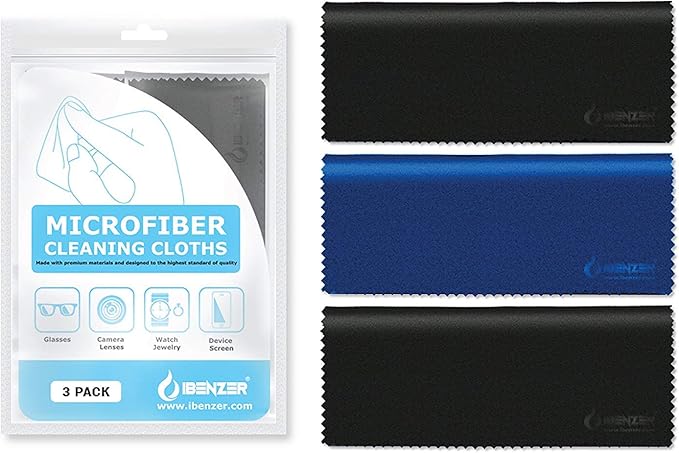 IBENZER Microfiber Cleaning Cloths for Electronics – Micro Fiber Camera Lens Cleaning Cloth, Glasses, Screens, Eyeglasses, iPad, iPhone, Cell Phone, LCD TV Screens and More, MF01S-3P-A