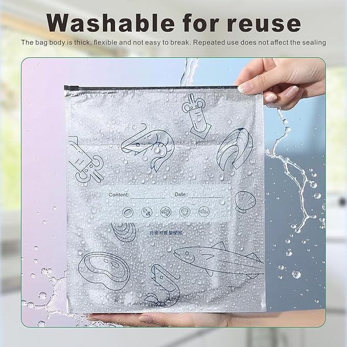 40PCS Reusable Aluminum Foil Freezer Bags, Sealable Stand-Up Zipper Storage Bags for Food, Meal Prep & Kitchen in 3 Sizes(Small, Medium, Large)