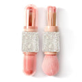 WOKOTO 4 in 1 White Diamond-Embellished Makeup Brushes - Nail Art Dust Powder Remover Brush, Eye Shadow, Lip & Foundation Brush, Soft Nail Art Dust Cleaner Brush for Acrylic Application and Makeup