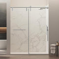 56-60" W x 76" H Frameless Single Sliding Shower Door, Bathroom Glass Shower Doors with 5/16" (8mm) SGCC Tempered Glass, Stainless Steel Towel Rail Handle and Heavy Duty Frame, Chrome
