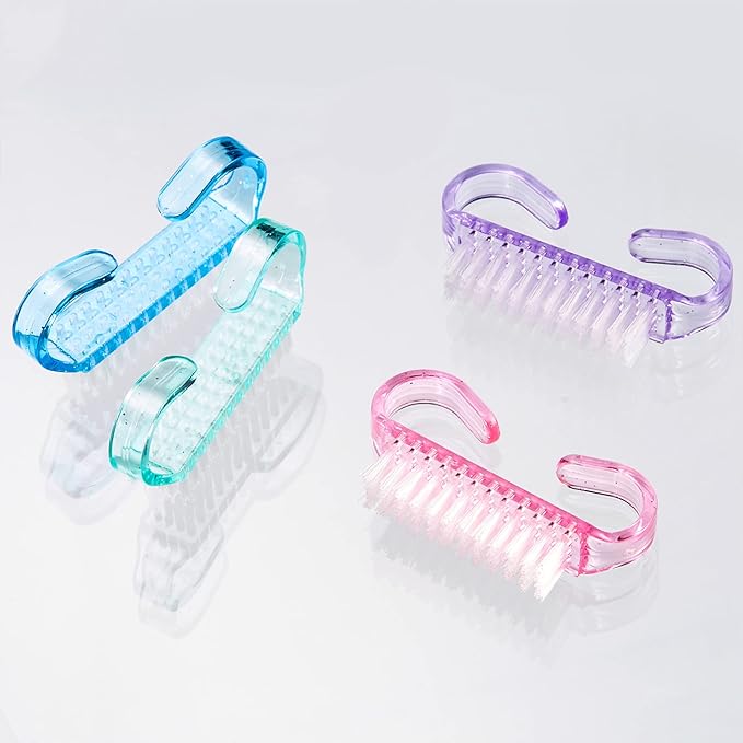 4 Pieces Handle Nail Brush Nail Hand Scrubbing Cleaning Brush (Small, Multicolor)