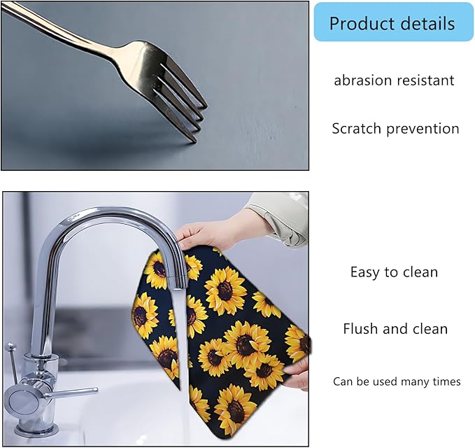 Dish Drying Mat Foldable Fall Kitchen Drying Mat Absorbent Sink Mat Multi-Purpose Coffee Pad Easy To Clean,Kitchen Gadgets,sunflower decor(sunflower) (16inches*20inches)