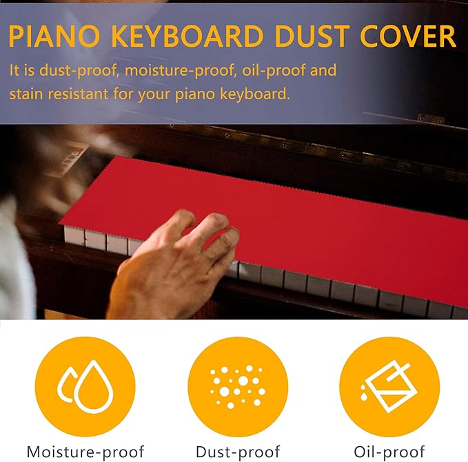 88 Keys Piano Keyboard Red Dust Cover - For Upright Grand Pianos, Digital Pianos and Electronic Keyboards - Protective Key Cover Cloth (2 Packs)