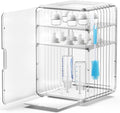 XANGNIER Baby Bottle Organizer,Clear Baby Bottle Storage Organizer for Countertop and Cabinet,with Drying Rack and Hook,Space-Saving,Multifunctional Station Organizers Accessories