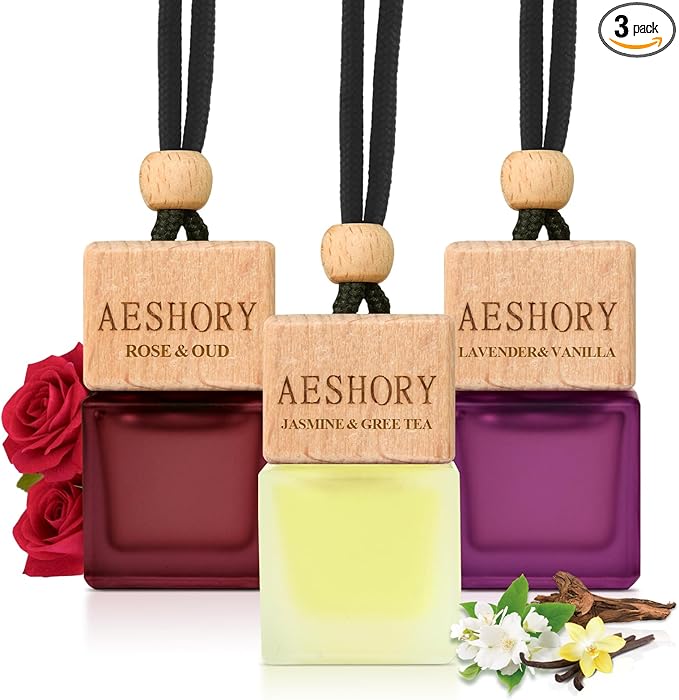 Aeshory Car Air Freshener Hanging - 3-Pack, Floral Collection Car fresheners long lasting, Car Air Freshener for Women and Men, Premium Car Aromatherapy Essential Oil Diffuser Gift Set.0.27 FL OZ/8ML