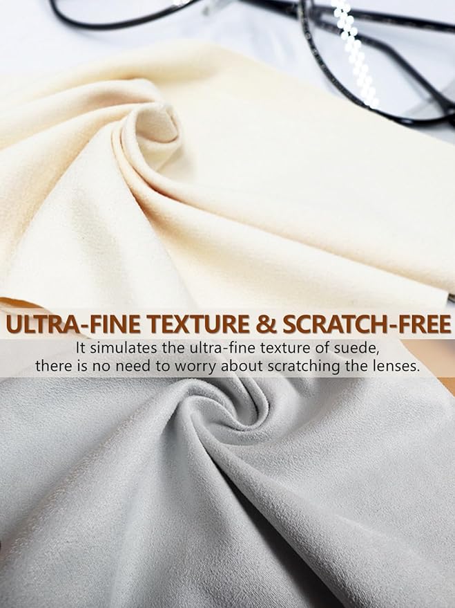 Glasses Cleaning Cloth, 30% Thicker 260g High-Density Microfiber Cleaning Cloth for Glasses, Lens and Screens, Ultra-Soft Suede Texture Lens Cleaning Cloth for Camera, VR, Tablets