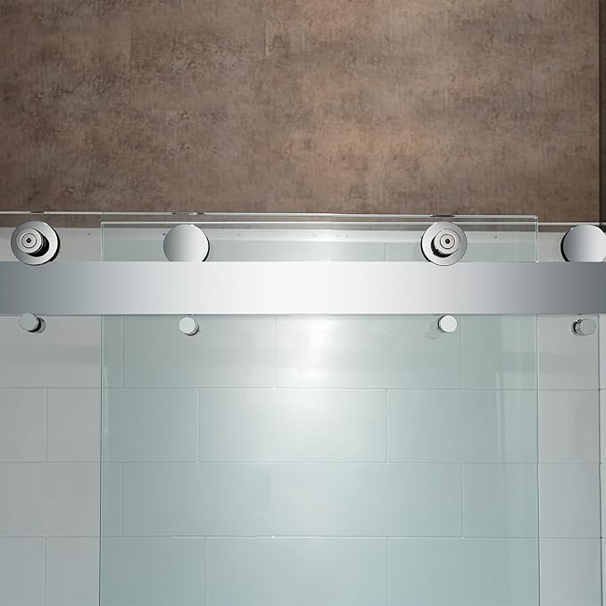 Woodbridge Frameless Shower Doors 56-60" Width x 76" Height with 5/16"(8mm) Clear Tempered Glass, 2 Ways Opening & Double Sliding in Polished Chrome Finish