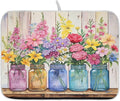 Spring Floral Jars Rustic Dish Drying Mat for Kitchen Counter Absorbent Microfiber Large Drying Pad Flowers Dish Mats for Kitchen Countertops 18 x 24 Inch