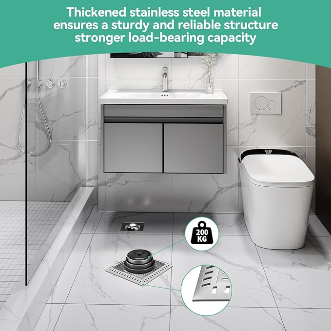 Drain Hair Catcher for Bathroom Sink,4.8" Stainless Steel and Silicone Shower Drain Covers Suitable for Drains and Bathroom Floors 2 Pack (2, Gray)