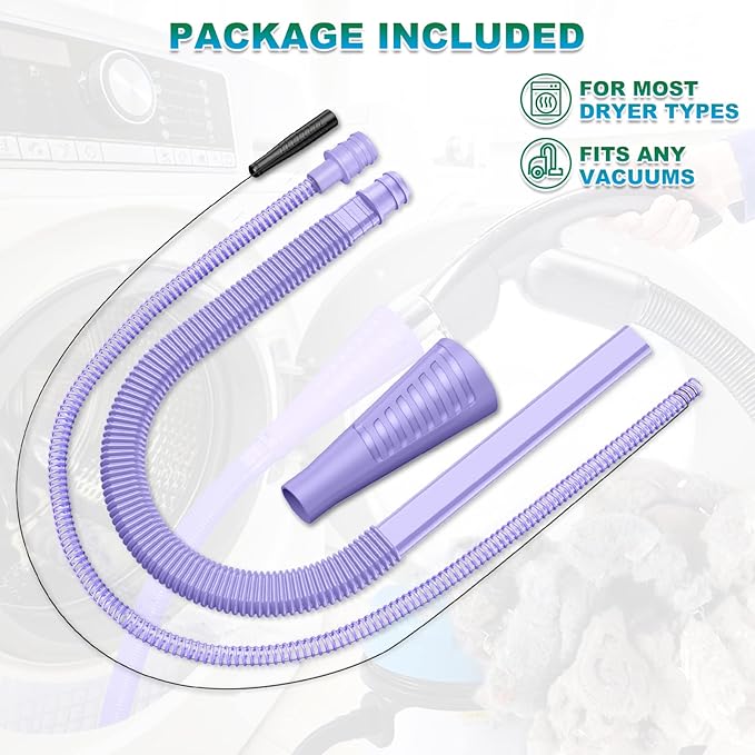 Sealegend 2 Pack Dryer Vent Cleaner Kit Vacuum Hose Attachment, Dryer Lint Cleaner Kit Lint Remover Tools Hoses with Adapter (Purple)