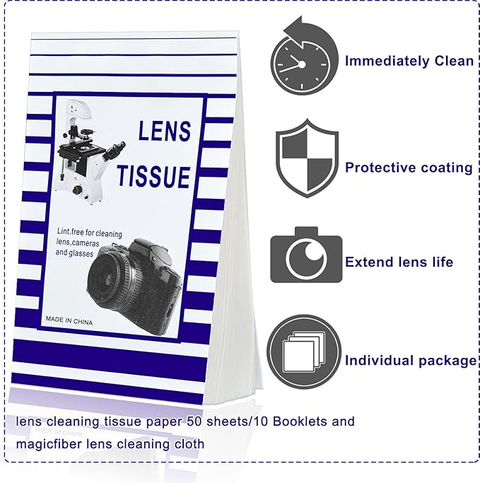 Outus 1000 Pcs Lens Cleaning Paper Tissue and 2 Double Sided Cleaning Cloth-Lens Cleaning Paper for Camera Lenses, Microscopes, Computer Screens, Magnifiers, Glasses