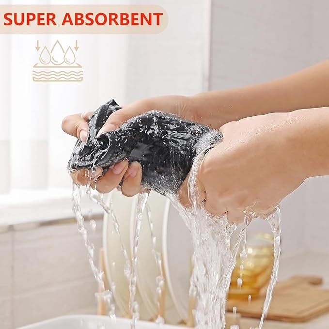 Kitinjoy 100% Cotton Waffle Weave Kitchen Hand Towels (13 X 28 Inches, Black), 12-Pack Super Soft and Absorbent Dish Towel for Drying Dishes