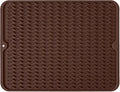 Large 24" x 18" Silicone Dish Drying Mat for Kitchen Counter, Easy clean, Quick Dry, Heat-resistant Dish Drainer Mat for Sink,Refrigerator or Drawer liner (Food Grade Silicone-Coffee)