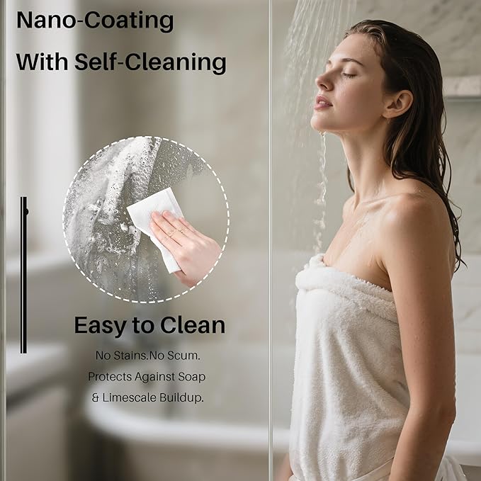 WinZo Frameless Shower Door 50-54 in W x 75 in H, Sliding Shower Door with 5/16"(8mm) Clear Tempered Glass Shower Doors, Easy to Clean Bathroom, Silent Soft-Close Design, Matte Black