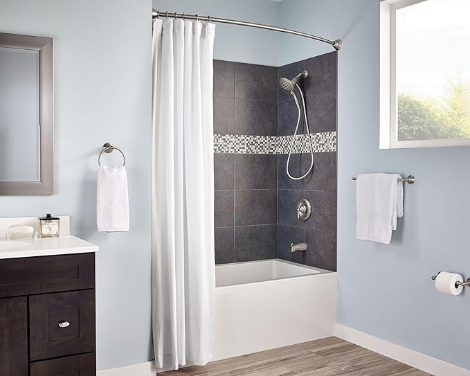 Moen Brushed Nickel Shower Curtain Rings with Double Hooks for Bathroom Shower Rod, (Pack of 24), SR2201BN