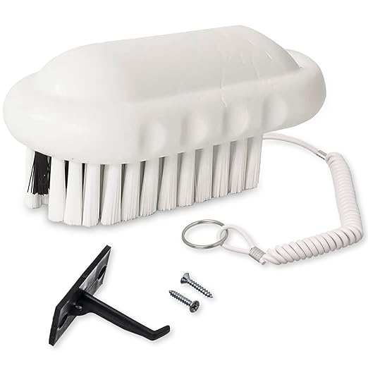 SPARTA Nail Scrub Brush Commercial-Grade, Heavy-Duty Hand and Fingernail Brush with Stiff Bristles for Gardeners, Mechanics, And Foodservice Personnel, Plastic, 5 X 2.24 Inches, White, (Pack of 6)
